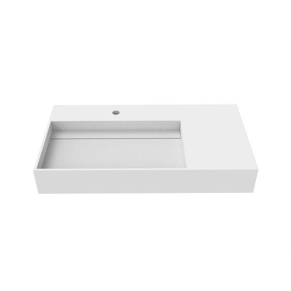 Castello Usa Juniper 36” Left Basin Solid Surface Wall-Mounted Bathroom Sink in White CB-GM-2056-L